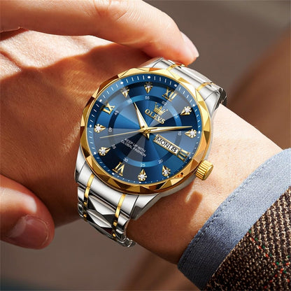 HOTOLEVS Watches for Men Luxury Diamond Casual Large Dial Watches Stainless Steel Waterproof Business Dress Analog Luminous Date Mens Watches