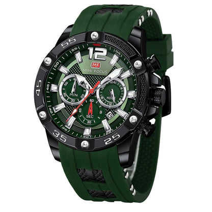 HOTMF MINI FOCUS Men Watches Unique Casual Wrist Watches (Chronograph/Waterproof/Luminous/Calendar/24 Hours) Silicon Band Fashion Watches for Men