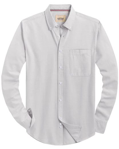 HOTAlimens & Gentle Mens Solid Oxford Shirt Long Sleeve Dress Shirt Work Casual Button Down Shirts with Pocket