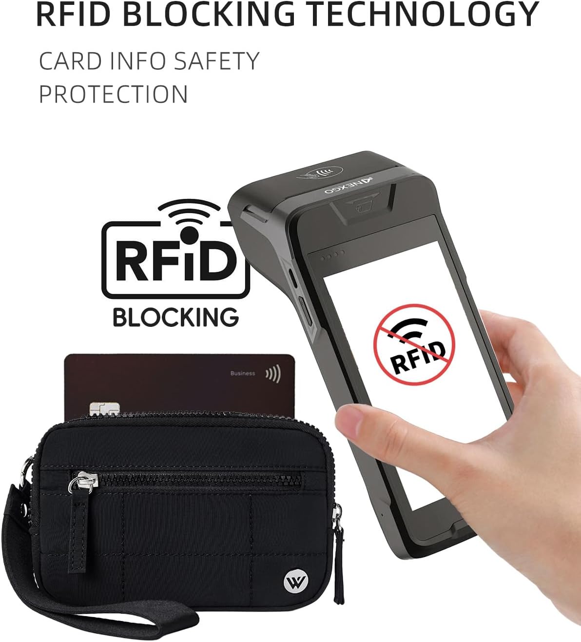 HOTWESTBRONCO Wristlet Wallets for Women – RFID Blocking Quilted Nylon Phone Wallet, Card Holder Purse for Travel & Everyday Use
