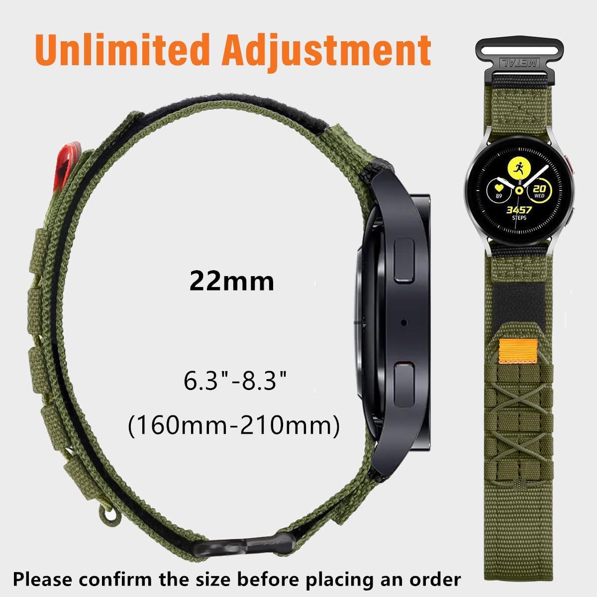HOTRugged Nylon Sport Watch Band 20mm 22mm Quick Release Watch Strap Mountaineering Style Replacement Watch Strap 5 Colors (Black/Army Green/Navy blue/Grey/Orange) for Men Big Wrist