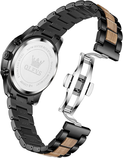 HOTOLEVS Men Analog Quartz Waterproof Watches Multifunction Chronograph Diamond Moon Phase Luminous Silicone Band Wrist Watches