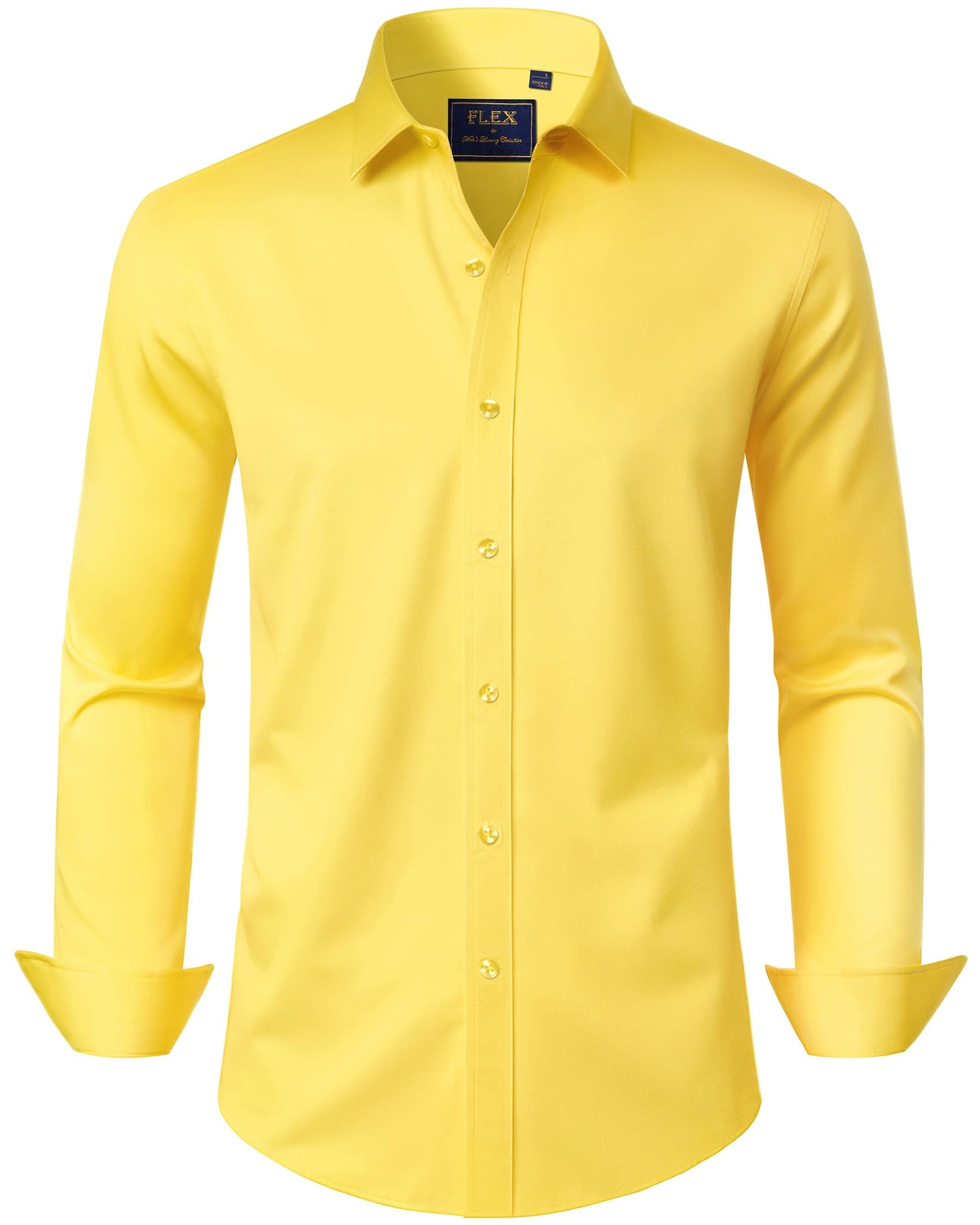 HOTJ.VER Men's Dress Shirts Solid Long Sleeve Stretch Wrinkle-Free Formal Shirt Business Casual Button Down Shirts