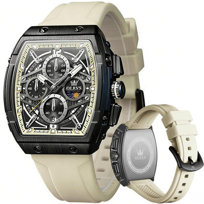 HOTOLEVS Watch Men Luxury Casual Square Skeleton Chronograph Watches