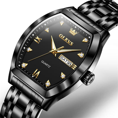 HOTOLEVS Mens Watches Luxury Business Analog Quartz Watches for Men with Stainless Steel Dress Date Waterproof Luminous Wrist Watches | Luxury Rectangle Face Tonneau Silver or Gold Stainless Steel Dress Watches for Men Roman Numerals with Black/Blue/White