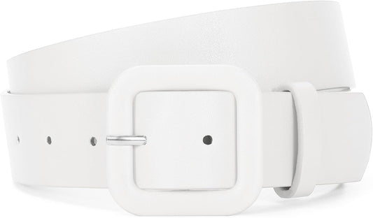 HOTWHIPPY Women Leather Belt Candy Color Fashion Square Buckle Belt Ladies Belt for Jeans Pants Dresses