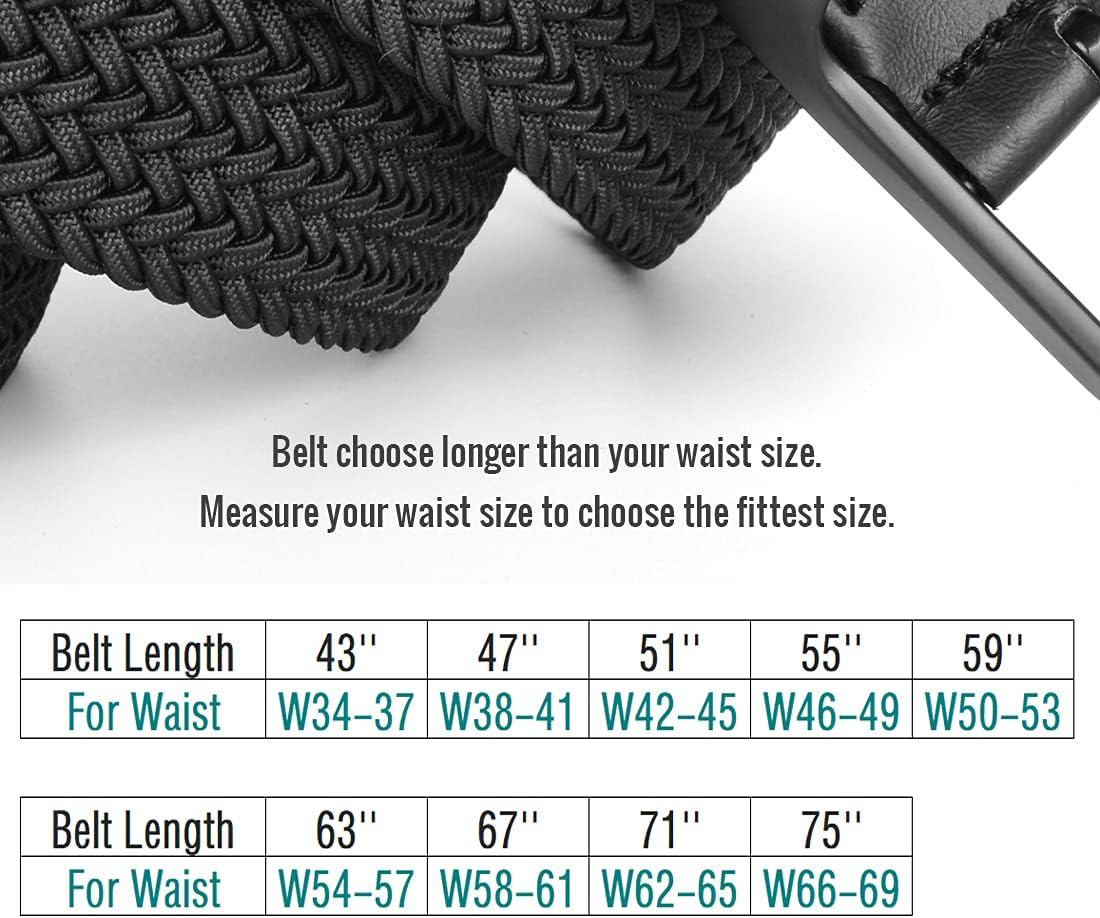 HOTPlus Size 43'' to 75'' Mens Elastic Stretch Belts Big and Tall Belt