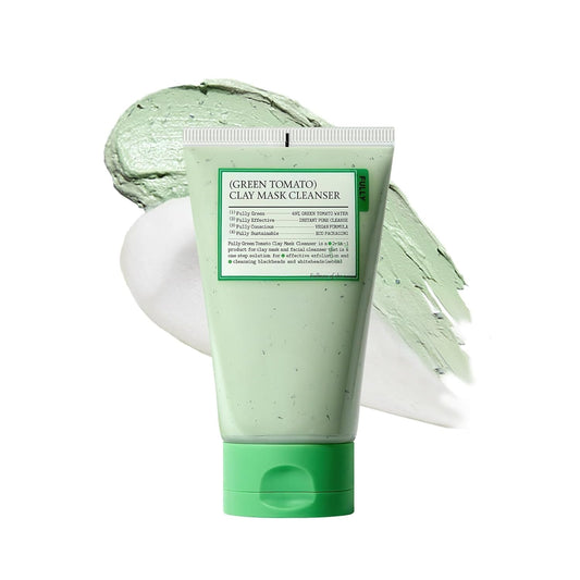 HOTFULLY Green Tomato Pore Cleanser, Cardi B’s Clay Mask Cleanser for Deep Pore Cleanse & Pore Minimizer, Blackhead & Sebum Control, Gentle Face Wash for Women, Korean Skincare