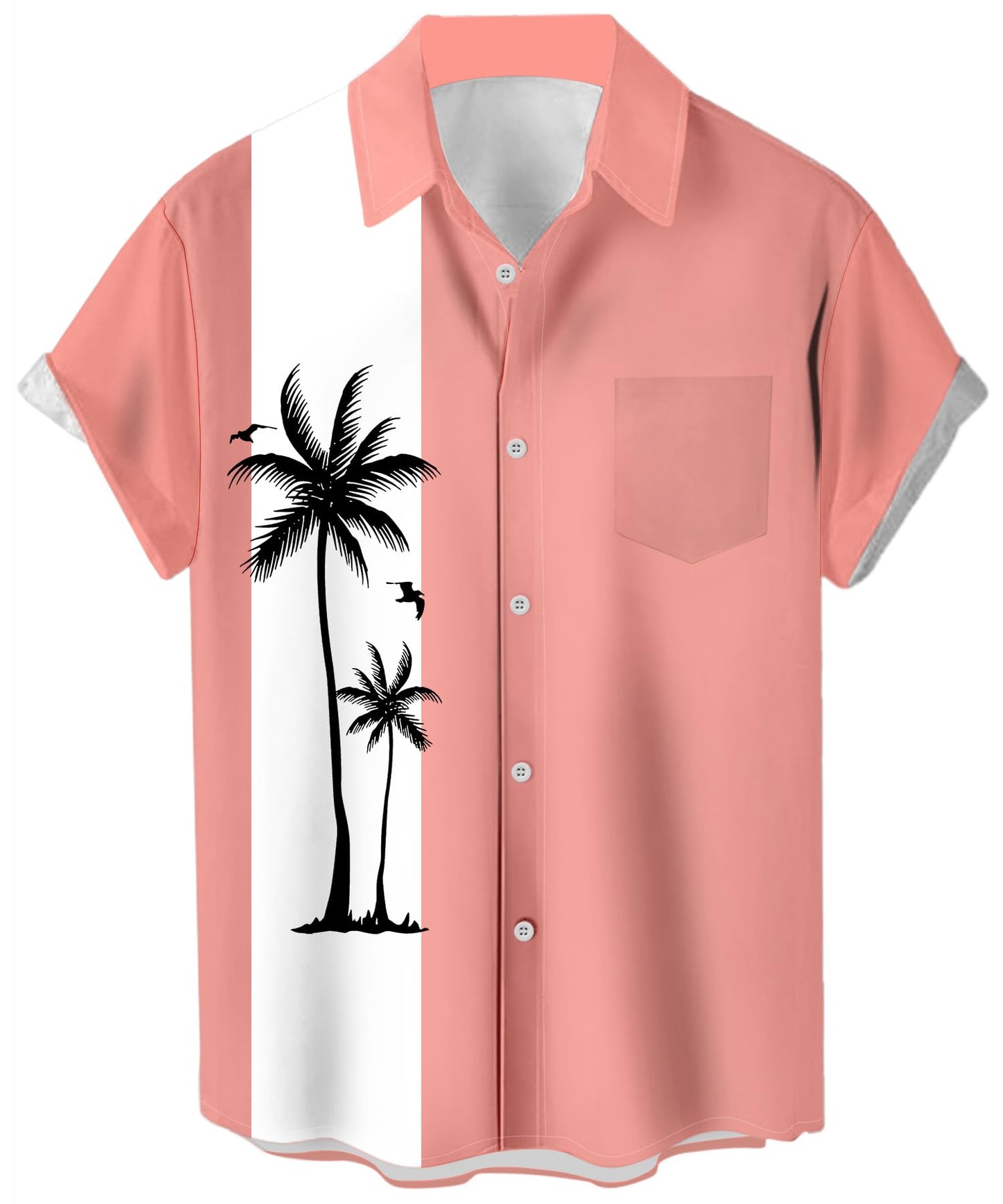 HOTMen's Short Sleeve Button Up Hawaiian Shirt 1950s Vintage Bowling Shirts