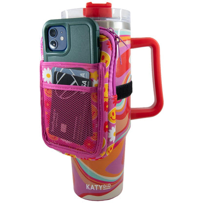 HOTKATYDID Tumbler Zipper Pouch and Phone Holder with 3 Pockets - Compact Water Bottle Pouch for Wallet, Keys, and Phone - Premium Tumbler Accessories