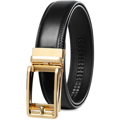 HOTFounders & C Men's Leather Ratchet Comfort Click Belt Dress with Slide Buckle -Adjustable Trim to Fit