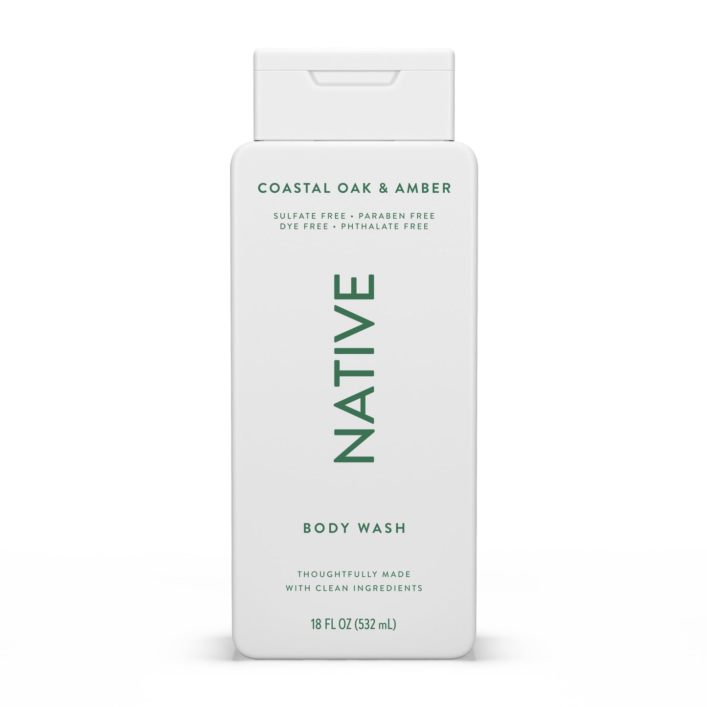 HOTNative Clean Body Wash, Gentle & pH-balanced for Sensitive Skin, 24-Hr Freshness for Men & Women, Vegan & Cruelty-Free, Free of Sulfates, Parabens & Phthalates, Sea Salt & Cedar, 18 fl oz