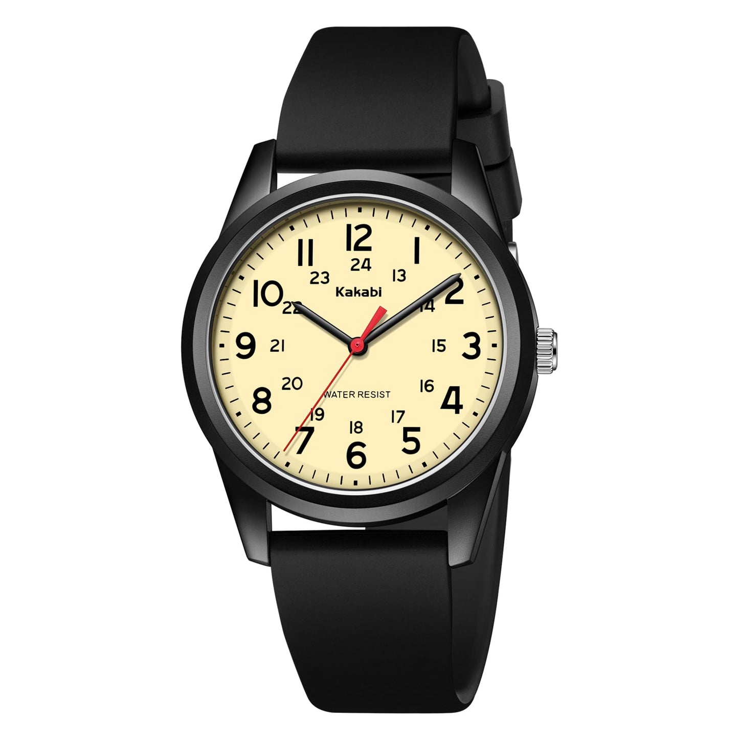 HOTWatches for Mens Womens Unisex Easy to Read Analog Quartz Wristwatch Silicone Strap Military 24 Hour Time Casual Comfortable 30M Waterproof