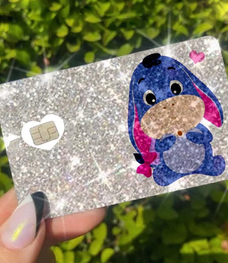 HOTExotixCard The Original Reflective Sticker Ultra Bling Debit - Credit Card Shiny Skin Removable Cover Especially Bright Back Information Card Cover Silver Heart ExotixLuv Luxury (Bow Pink Hot)