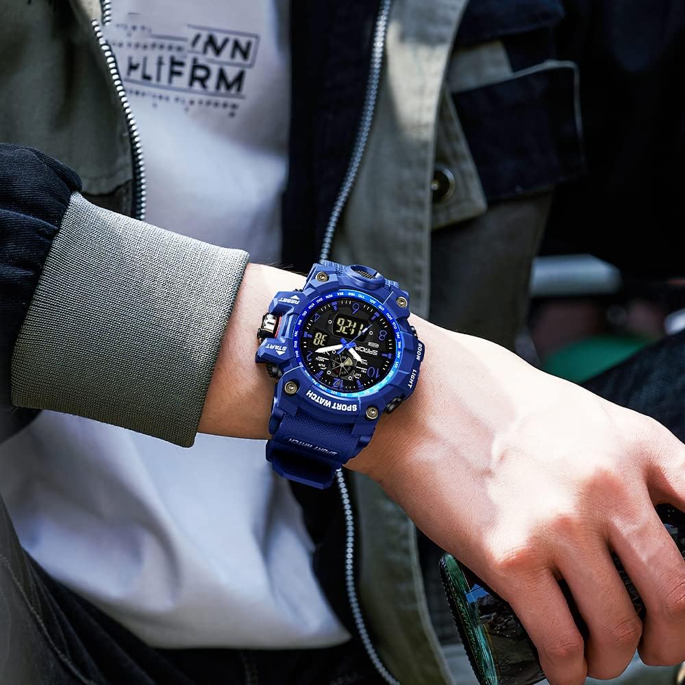 HOTKXAITO Men's Watches Sports Outdoor Waterproof Military Wrist Watch Date Multi Function Tactics LED Alarm Stopwatch
