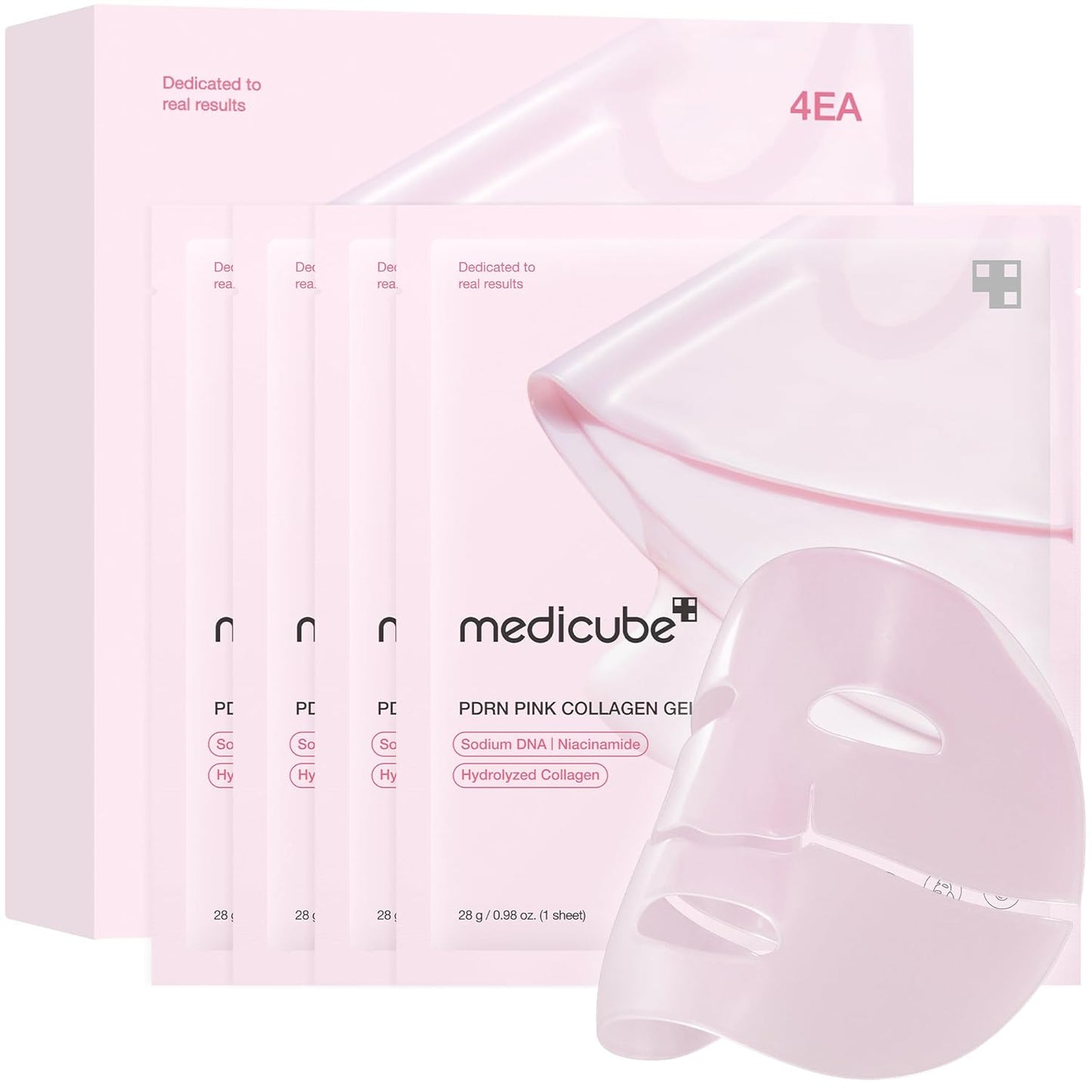 HOTmedicube Jelly Gel Mask with Salmon DNA PDRN Pink Collagen | Overnight Face Mask for Glass Glow Skin | Elasticity, Hydrating, Firming and Moisturizing | Korean Skincare, 28g x 4ea