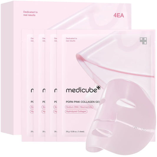 HOTmedicube Jelly Gel Mask with Salmon DNA PDRN Pink Collagen | Overnight Face Mask for Glass Glow Skin | Elasticity, Hydrating, Firming and Moisturizing | Korean Skincare, 28g x 4ea