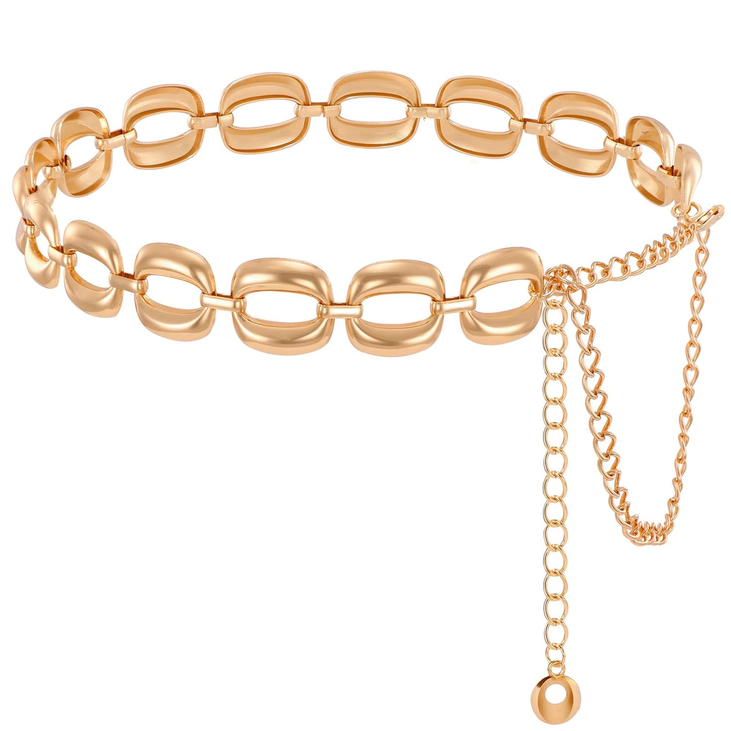 HOTTRIWORKS Waist Chain for Women Ladies Metal Link Chunky Chain Belt for Dresses