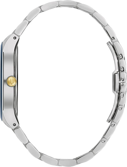 HOTBulova Men's Multi-Function 3-Hand Quartz Watch with Diamond Dial, Edge to Edge Crystal