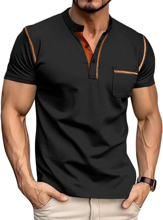 HOTMen's Henley Shirt Short Sleeve T-Shirt Casual Top Pullover Summer Lightweight Tee Shirts with Button