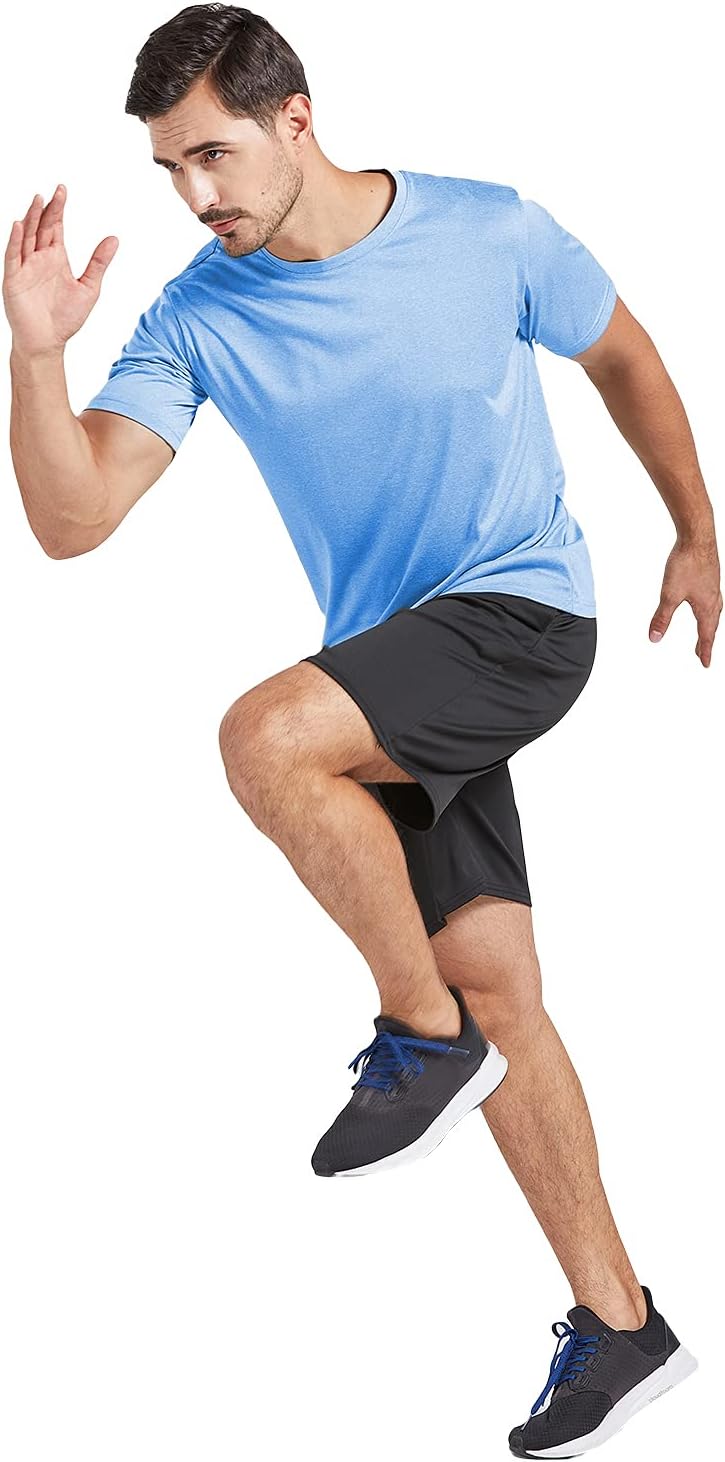 HOT5 Pack Men's Dry Fit T Shirts Athletic Running Gym Workout Short Sleeve Tee Shirts for Men