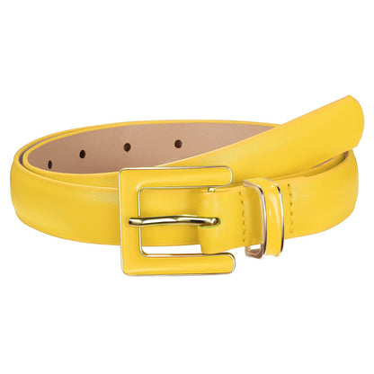 HOTSUOSDEY Women Skinny Leather Belt for Jeans Pants Dresses with Square Buckle, Thin Leather Waist Belt, Width 0.9"