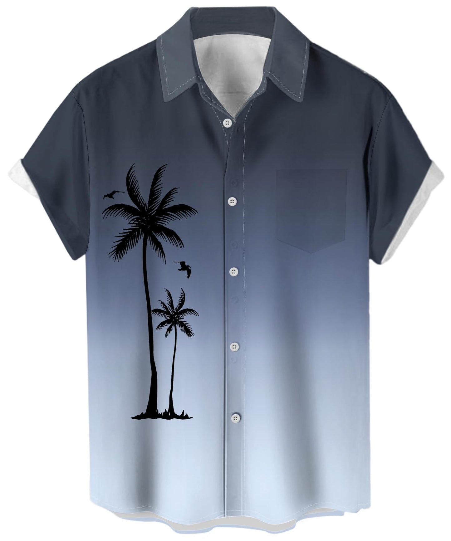 HOTMen's Short Sleeve Button Up Hawaiian Shirt 1950s Vintage Bowling Shirts