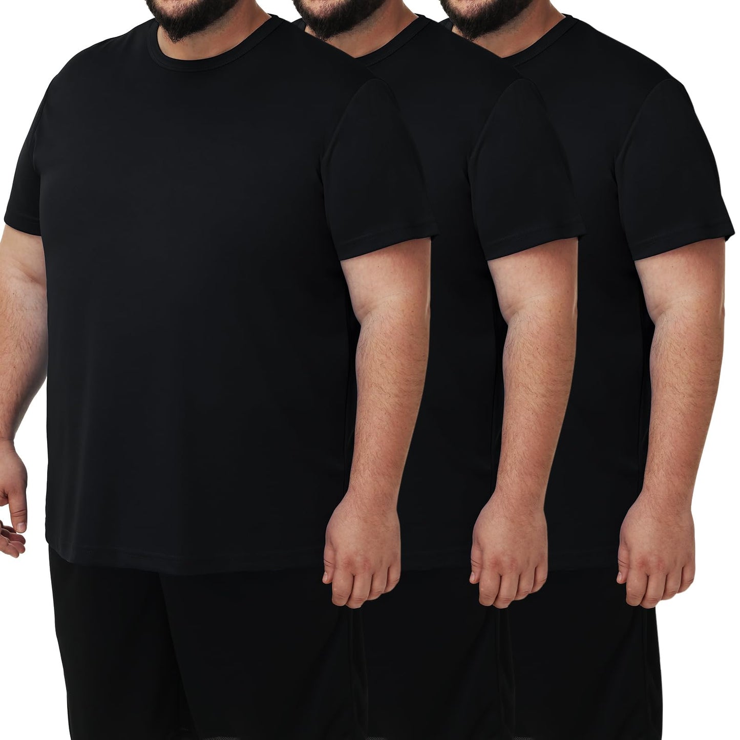 HOTMen's 3 Pack Lightweight Plus Size Short Sleeve T-Shirt Crew Neck Big & Tall Sizes Stretch T-Shirt for Casual Wear