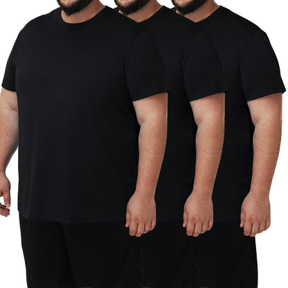 HOTMen's 3 Pack Lightweight Plus Size Short Sleeve T-Shirt Crew Neck Big & Tall Sizes Stretch T-Shirt for Casual Wear