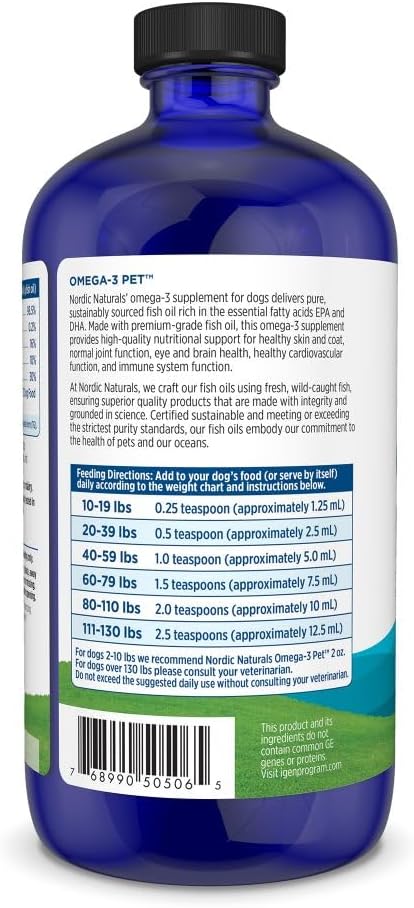 HOTNordic Naturals Omega-3 Pet, 1380mg Fish Oil for Dogs w/EPA DHA, 16oz | Delivers 1380 mg of omega-3s per teaspoon with EPA and DHA to support heart health, immunity, and overall vitality in dogs