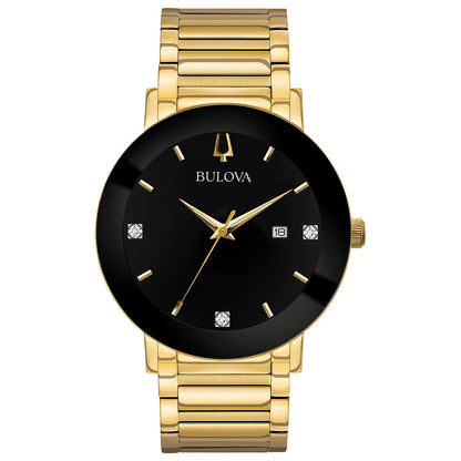 HOTBulova Men's 3-Hand Quartz Watch with Diamond Dial and Edge to Edge Crystal