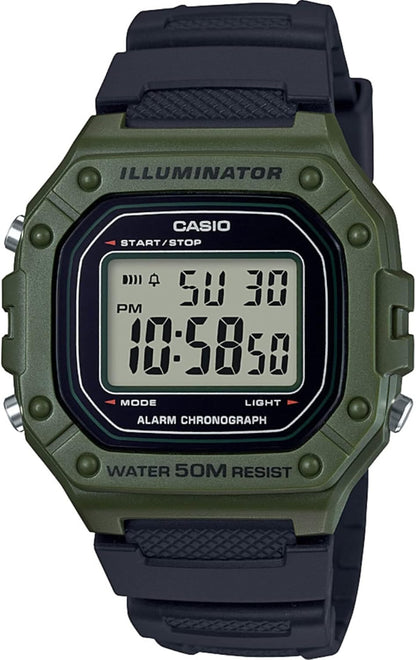 HOTCasio W218H Series | Men’s Digital Watch | 50M WR | 1/100 Second Stopwatch | 100 SEC Chronograph | LED Backlight | Countdown Timer | Daily Alarm | Hourly Time Signal | 7 Year Battery