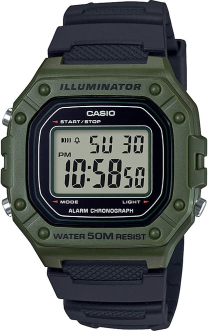 HOTCasio W218H Series | Men’s Digital Watch | 50M WR | 1/100 Second Stopwatch | 100 SEC Chronograph | LED Backlight | Countdown Timer | Daily Alarm | Hourly Time Signal | 7 Year Battery