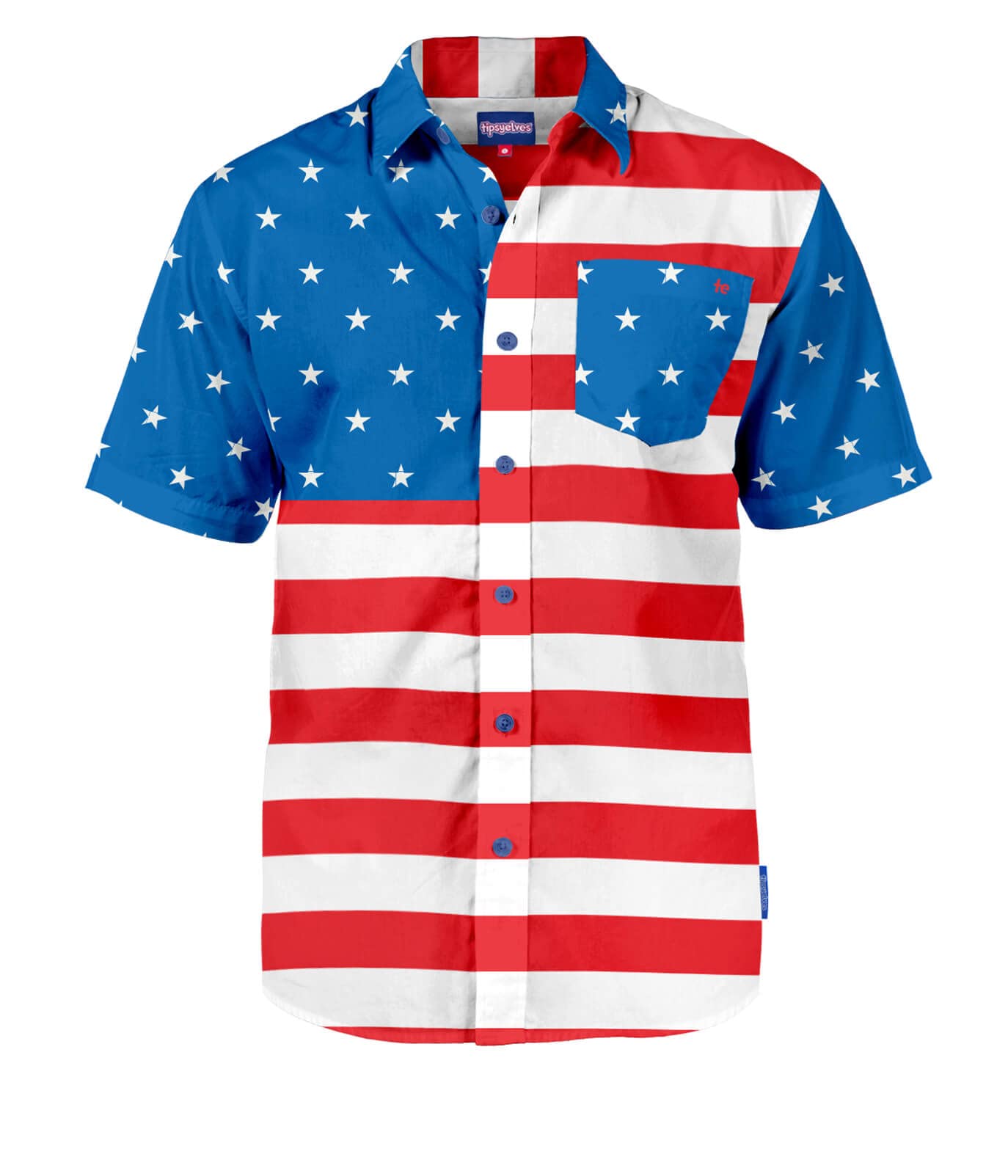 HOTTipsy Elves Patriotic Shirts for Men - USA Short Sleeve Button Up American Flag Shirts for Men for 4th of July