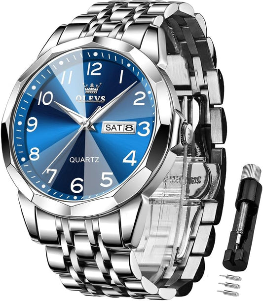 HOTOLEVS Watch for Men Simple Business Dress Analog Stainless Steel Waterproof Luminous Date Easy Read Men Wrsit Watch
