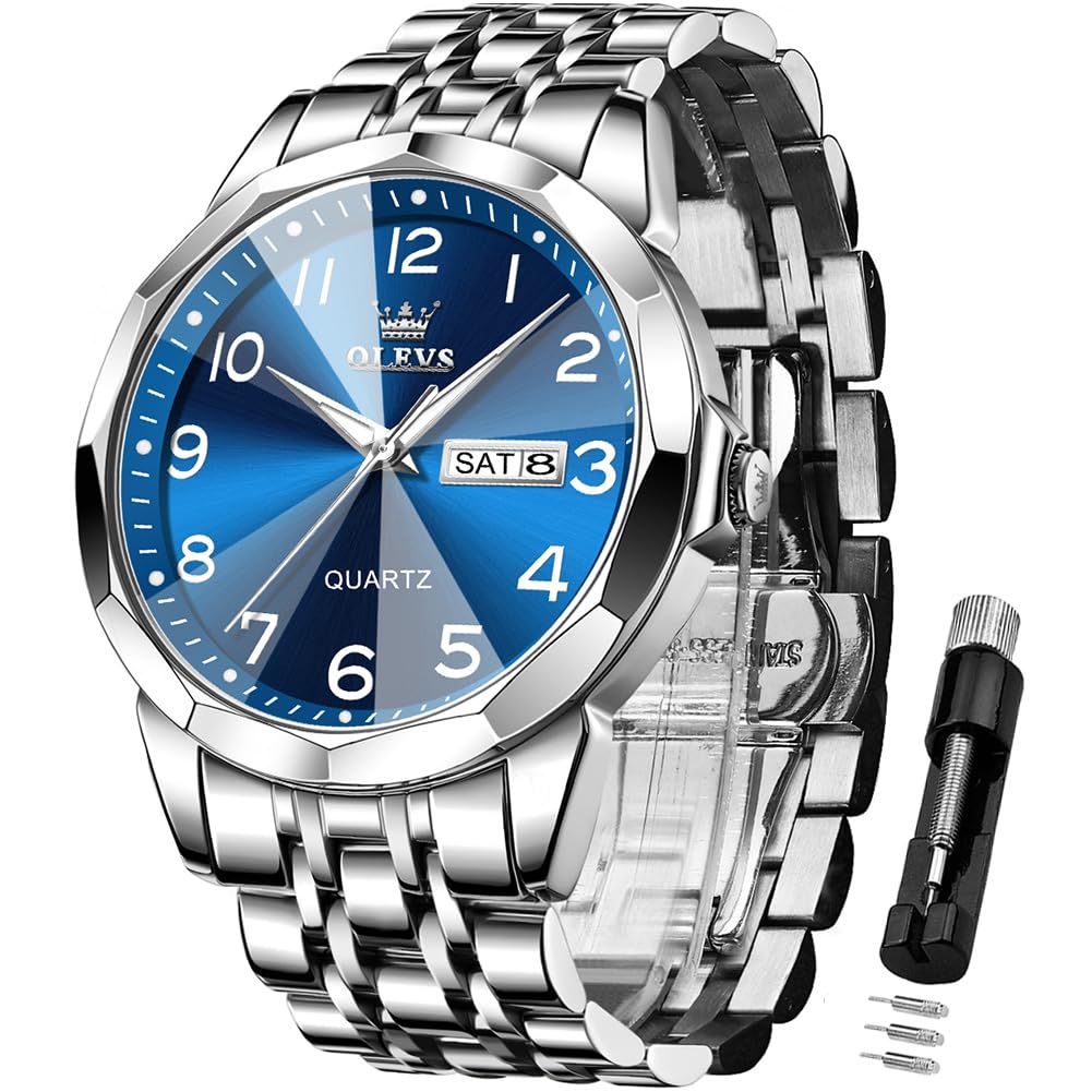 HOTOLEVS Watch for Men Simple Business Dress Analog Stainless Steel Waterproof Luminous Date Easy Read Men Wrsit Watch