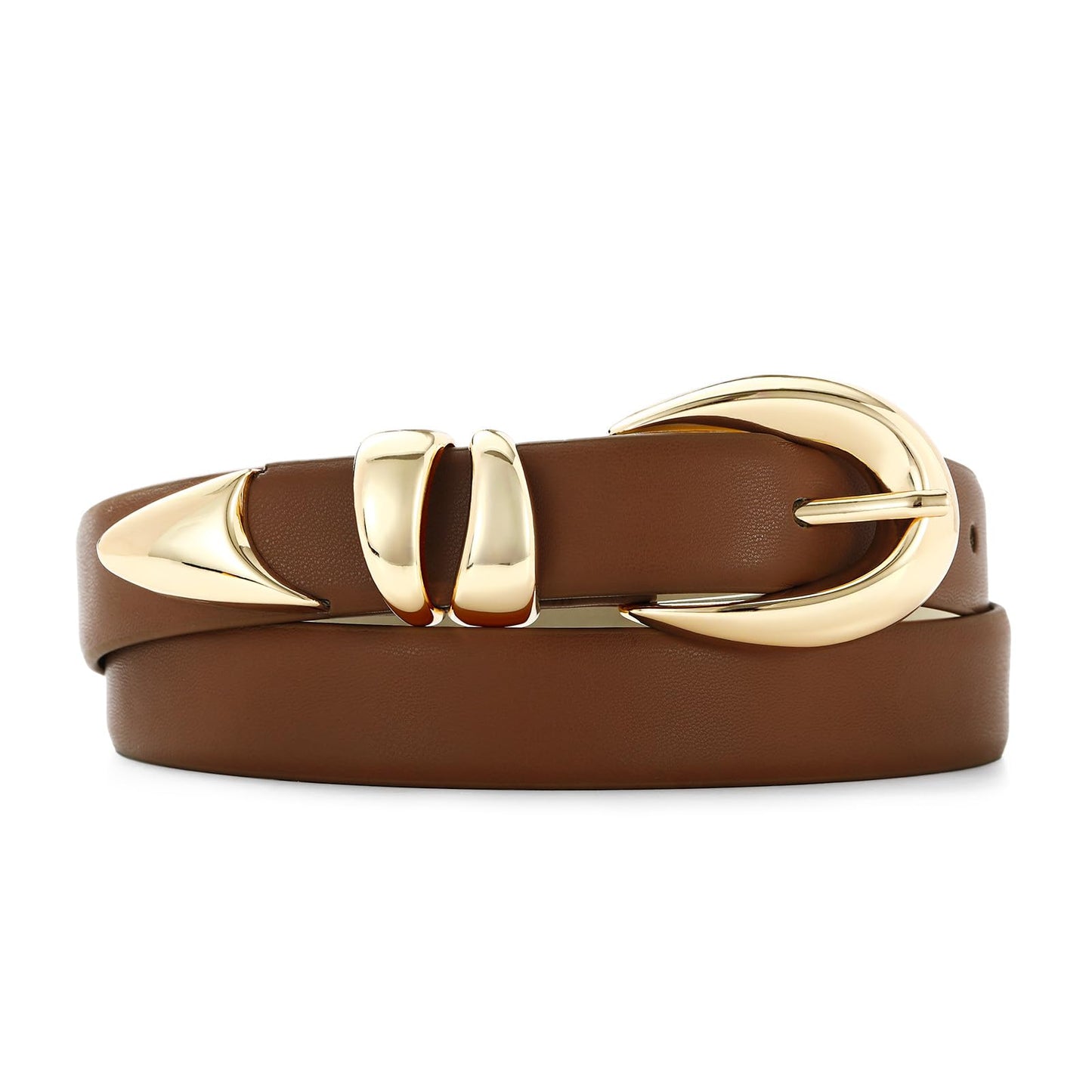 HOTRISANTRY Leather Belt for Women Stylish Design with Gold Buckle Ladies Black Belt Perfect for Jeans Dresses