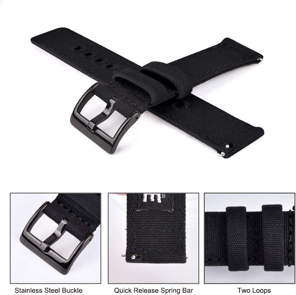 HOTRitche Christmas Gift Canvas Vintage Quick Release Watch Band 18mm 20mm 22mm 24mm Replacement Watch Straps for Men Women, White Elephant Gifts, Stocking Stuffers for Men, Father's Day gifts