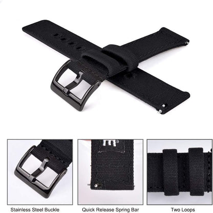 HOTRitche Christmas Gift Canvas Vintage Quick Release Watch Band 18mm 20mm 22mm 24mm Replacement Watch Straps for Men Women, White Elephant Gifts, Stocking Stuffers for Men, Father's Day gifts