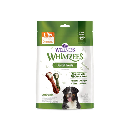 HOTWhimzees Wellness Brushzees Natural Dog Dental Treat, VOHC Accepted Chews, Freshens Breath, Extra-Small Size, 12.7 oz Bag, 48 Count
