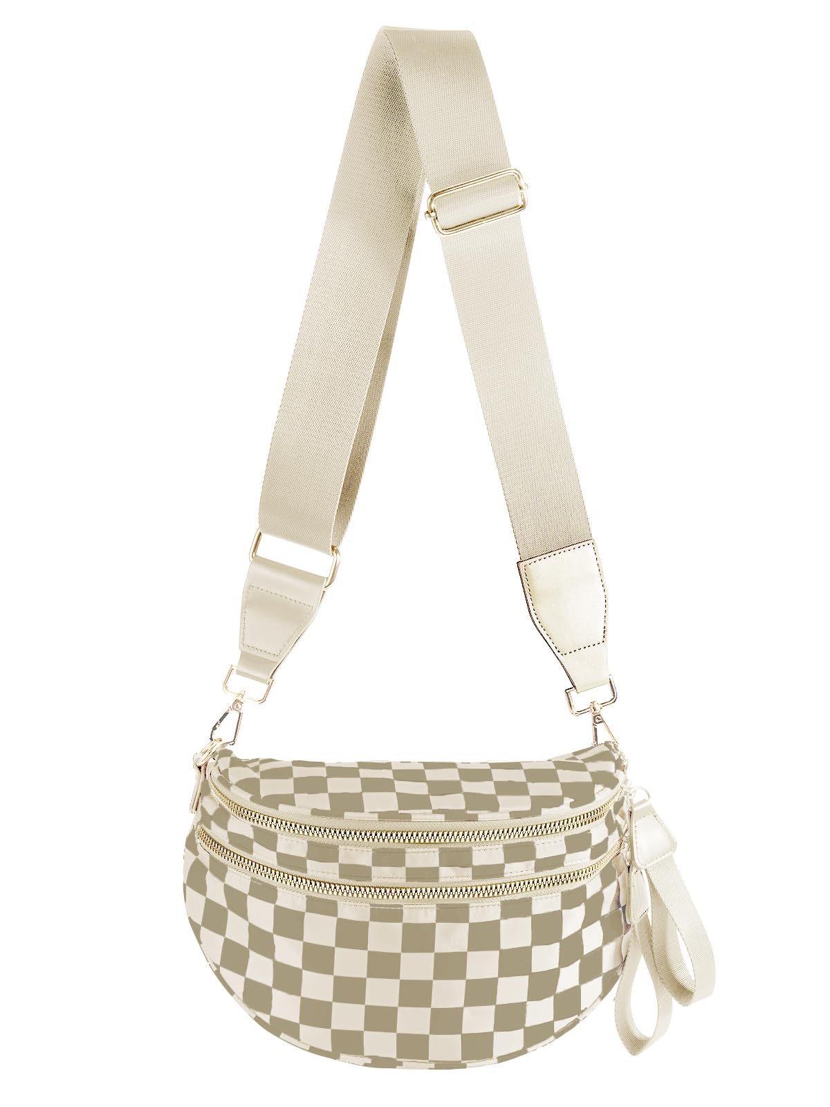 HOTBlack and White Checkered Crossbody Bag Bum Bag for Women,Spacious Checkered Purse Fanny Packs Belt Bag