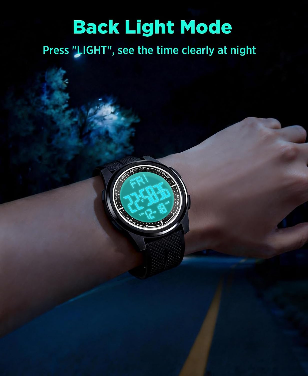 HOTBeeasy Digital Watch for Men Women, 50M Waterproof, Ultra-Thin & Lightweight, 44mm Silicone Sports Watch with Alarm, Stopwatch, Countdown, Ideal for Gym, Running, School, Daily Wear