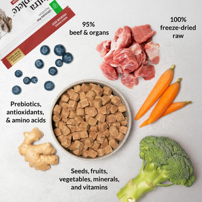 HOTULTIMATE PET NUTRITION Nutra Complete, 100% Freeze Dried Raw Veterinarian Formulated Dog Food with Antioxidants Prebiotics and Amino Acids (1 Pound, Beef)