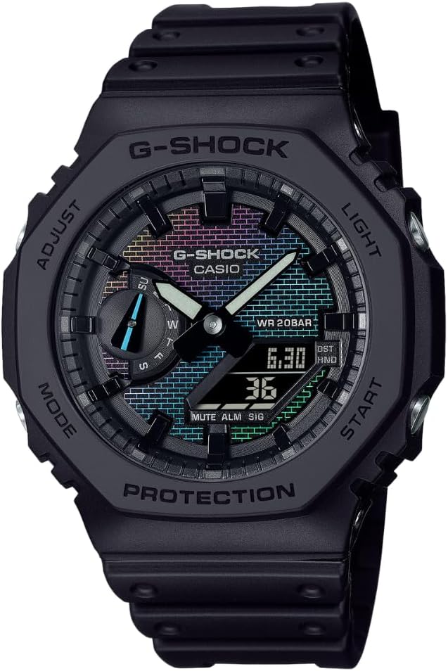 HOTCasio G-Shock GA2100RW-1A | Iridescent Brick Pattern Dial | Carbon Core Guard | 200M Water Resistant | Super Illuminator