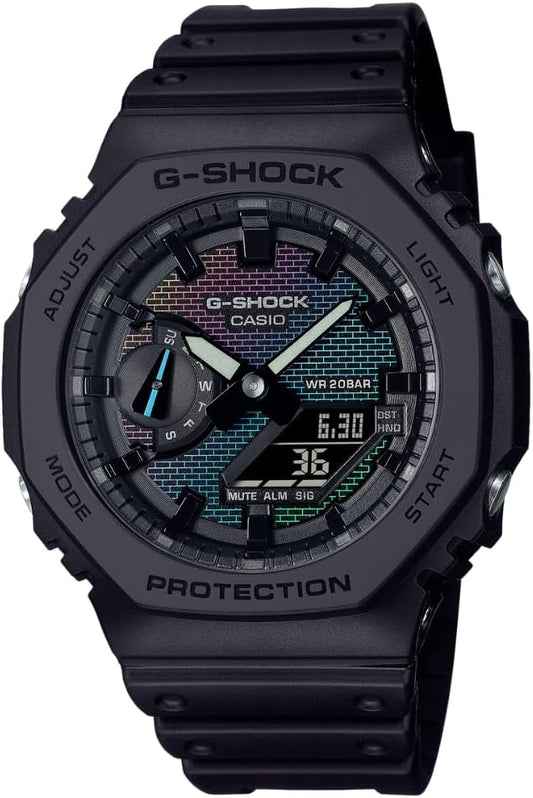 HOTCasio G-Shock GA2100RW-1A | Iridescent Brick Pattern Dial | Carbon Core Guard | 200M Water Resistant | Super Illuminator