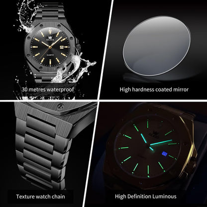 HOTOLEVS Mens Watches Octagonal Luxury Stainless Steel Dress Watches for Men Quartz Analog Large Face Luminous Relojes para Hombres
