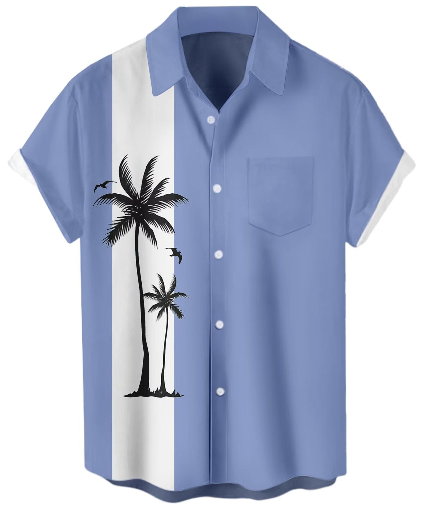 HOTMen's Short Sleeve Button Up Hawaiian Shirt 1950s Vintage Bowling Shirts