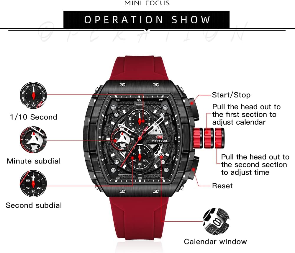 HOTMini Focus Men's Watch Fashion Sport Wrist Watches (Chronograph/Waterproof/Luminous/Calendar) Silicon Strap Quartz Watches for Men