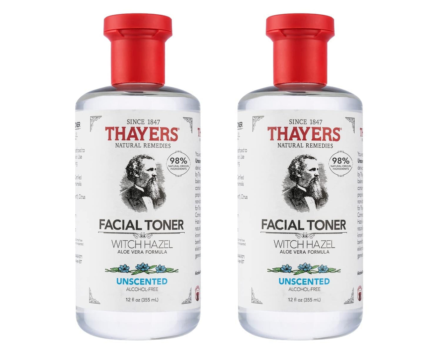 HOTTHAYERS Alcohol-Free, Hydrating, Unscented Witch Hazel Facial Toner with Aloe Vera Formula, Vegan, Dermatologist Tested and Recommended, 12 Oz (Packaging May Vary)