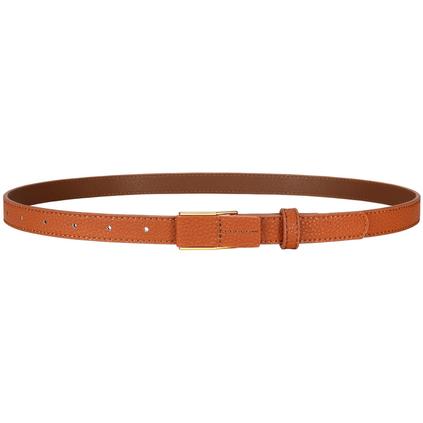HOTVONMELLI Women Skinny Leather Belt Thin Waist Belt for Women Jeans Dress Fashion Ladies Belt with Gold Buckle